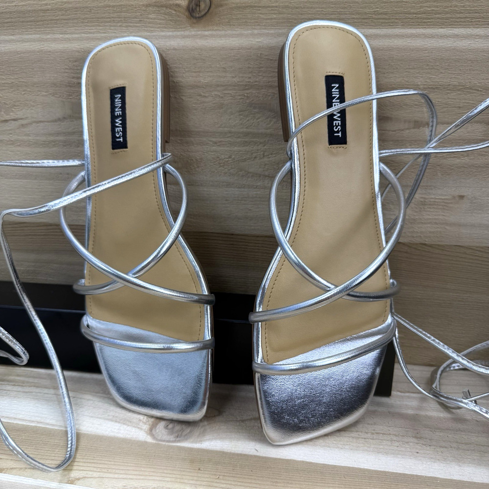 Sandals Nine West Silver Women's Size 8.5M - Picture 8 of 11